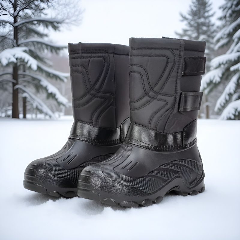 Waterproof Winter Boot - รองเท้าบูทหิมะขนาดใหญ่ ทนความหนาวและให้ความอบอุ่นสำหรับผู้ชาย กันน้ำและกันลื่น บูทยาวบุด้วยกำมะหยี่หนา ใส่สบาย