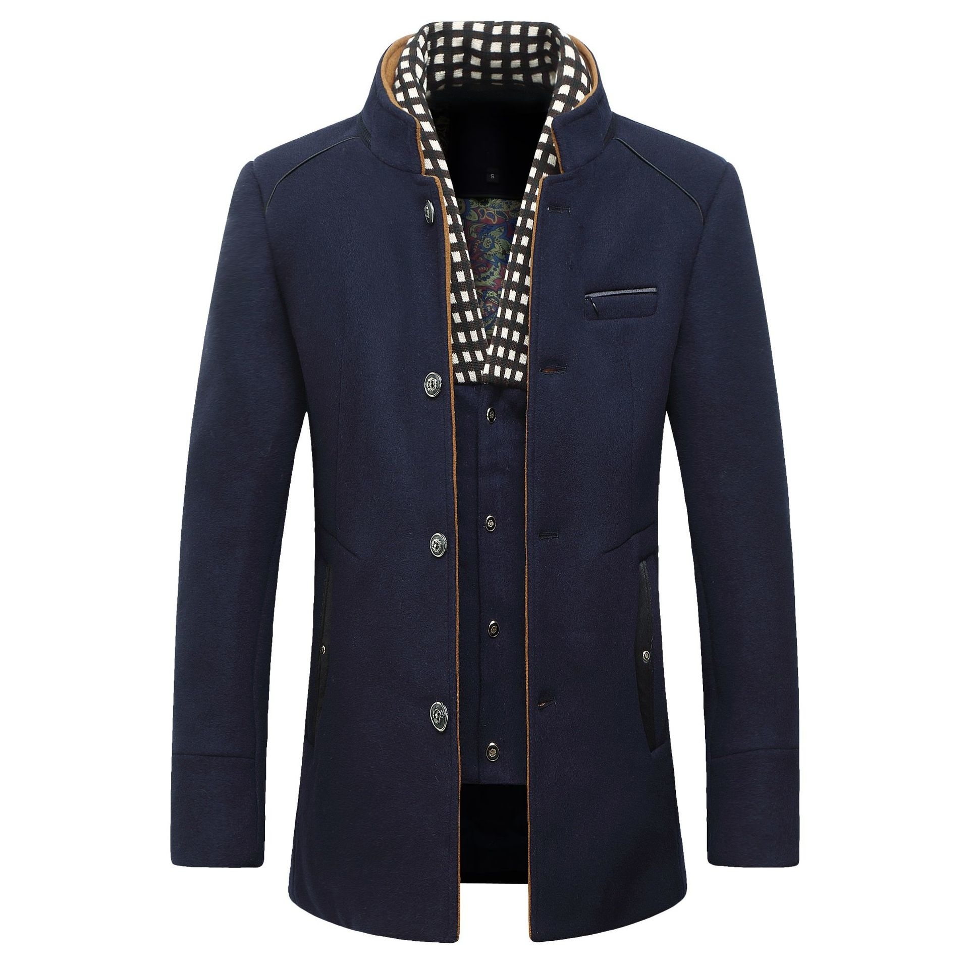 Wool Coat Peacoat - แฟชั่นผู้ชายเสื้อขนสัตว์ Classic Double-Breasted Wool-Blend Peacoat Casual
