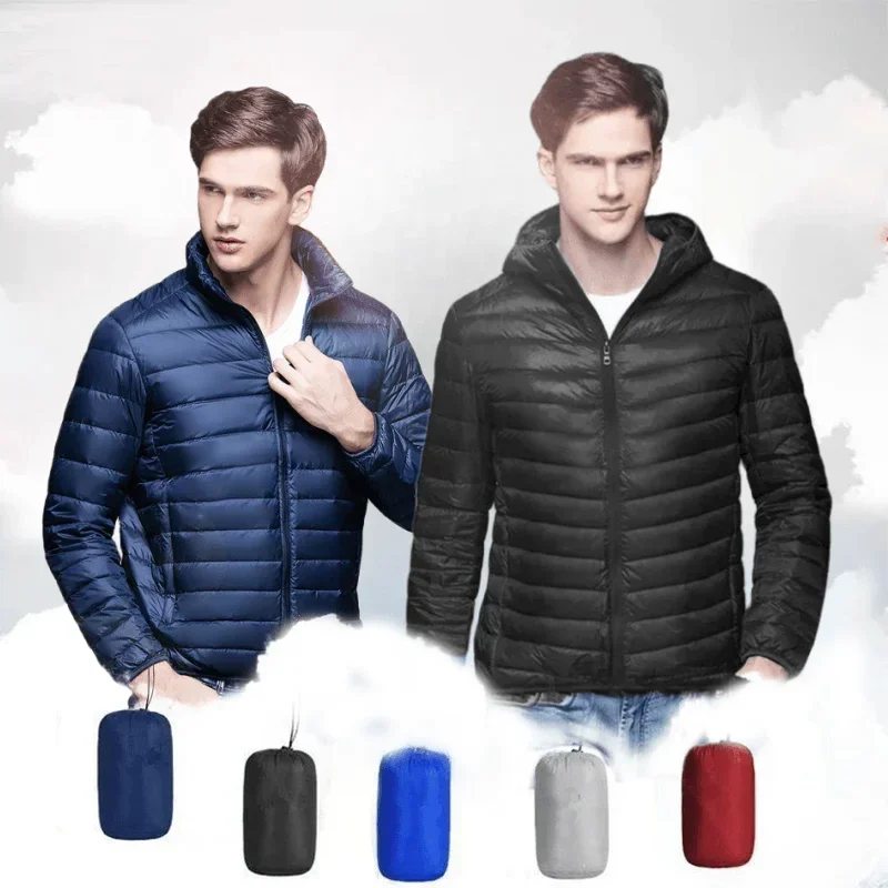 Down Jacket Packable - UETEEY 2024 ฤดูใบไม้ร่วงฤดูหนาวเป็ดสีขาวลงเสื้อแจ็คเก็ตผู้ชายน้ําหนักเบากันน้ําสบายๆกลางแจ้งแบบพกพาชายPuffer Coats