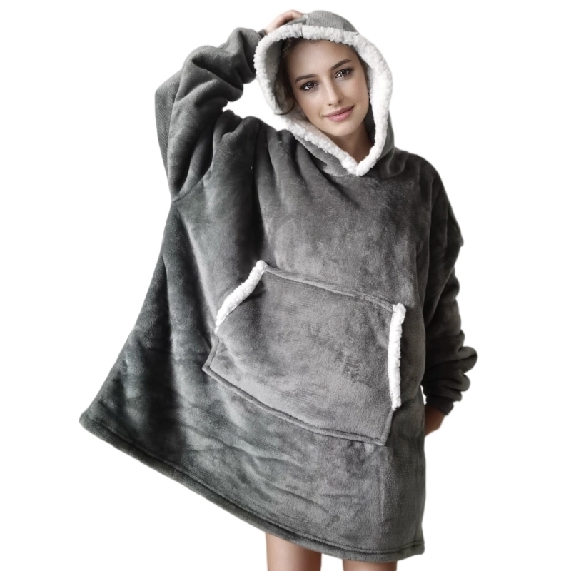 Sherpa Hoodie Fleece - สวมใส่ผู้ใหญ่ Super Soft Flannel Sherpa ขนแกะกลางแจ้งฤดูหนาว