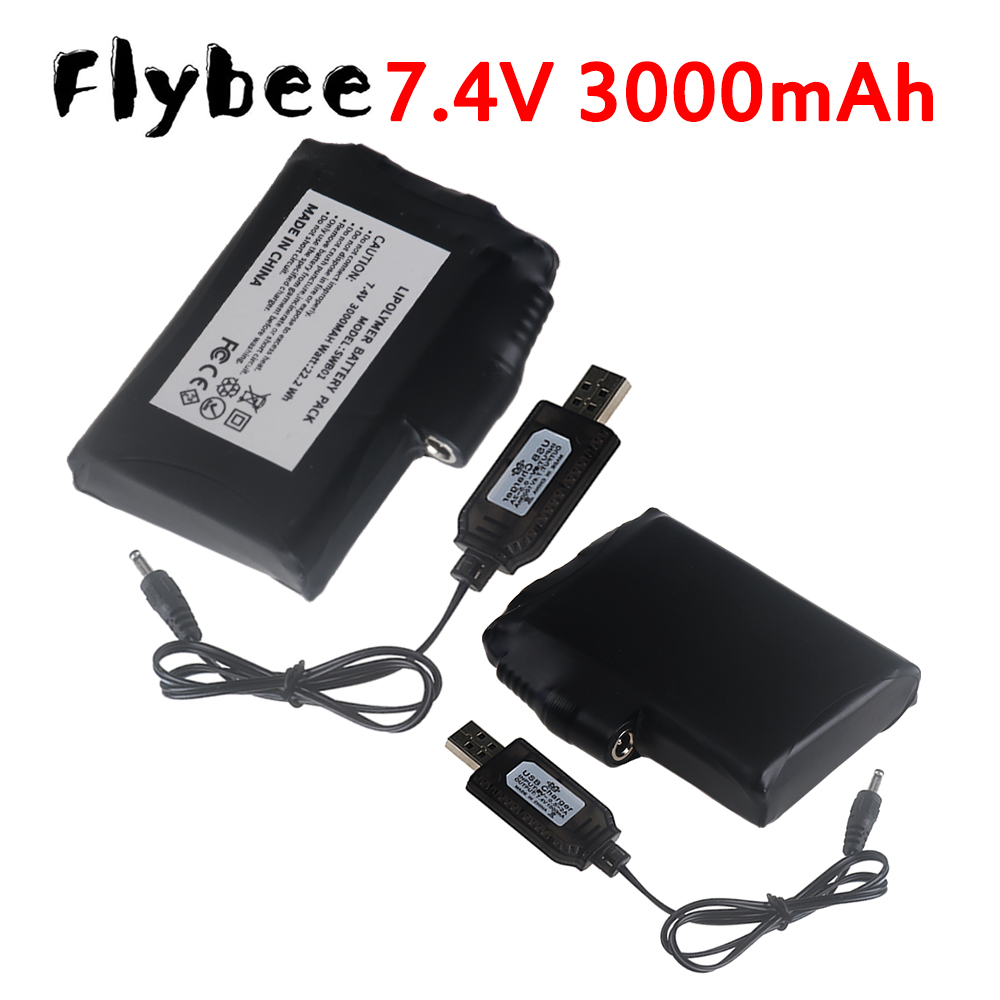Heated Vest Battery - แบตเตอรี่ลิเธียมโพลิเมอร์ 7.4V 3000mah สำหรับถุงมืออุ่น, เสื้อกั๊กอุ่น, ถุงเท้า,
