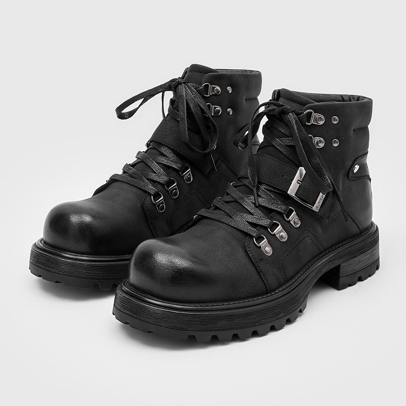 Waterproof Winter Boot - รองเท้าบูทหนังผู้ชาย แบรนด์เนม สไตล์มอเตอร์ไซค์ รองเท้าบูทหิมะ รองเท้าคาวบอย รองเท้าส้นเตารีด