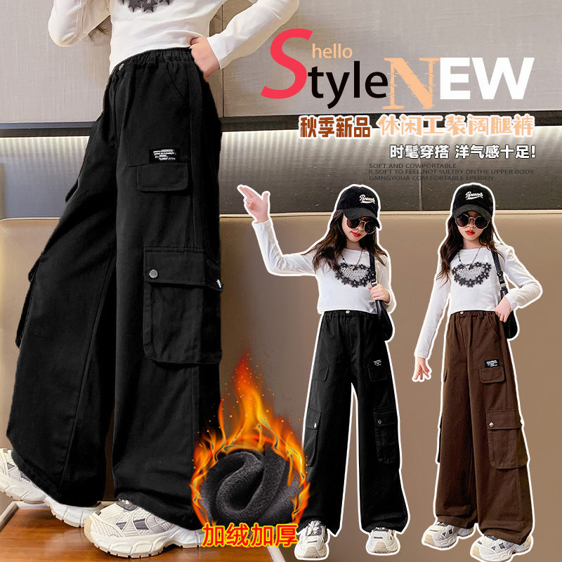 Corduroy Pant Warm - กางเกงคาร์โก้ฤดูหนาวสำหรับเด็กผู้หญิงวัยรุ่น สไตล์เกาหลี ผ้าลูกฟูกเนื้อนุ่ม กางเกงขายาว อุ่นสบาย เหมาะสำหรับเด็กนักเรียน