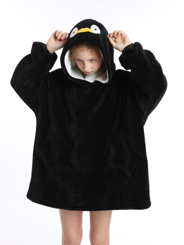 Sherpa Hoodie Fleece - ผ้าห่มเชอร์ปาสำหรับวัยรุ่นฤดูหนาวสเวตเชิ้ตมีฮู้ดสำหรับเด็กผู้หญิงเด็กผู้ชายผ้าฟลีซหนาอบอุ่นทีวีผ้าห่มขนาดใหญ่มีฮู้ดสำหรับเด็ก