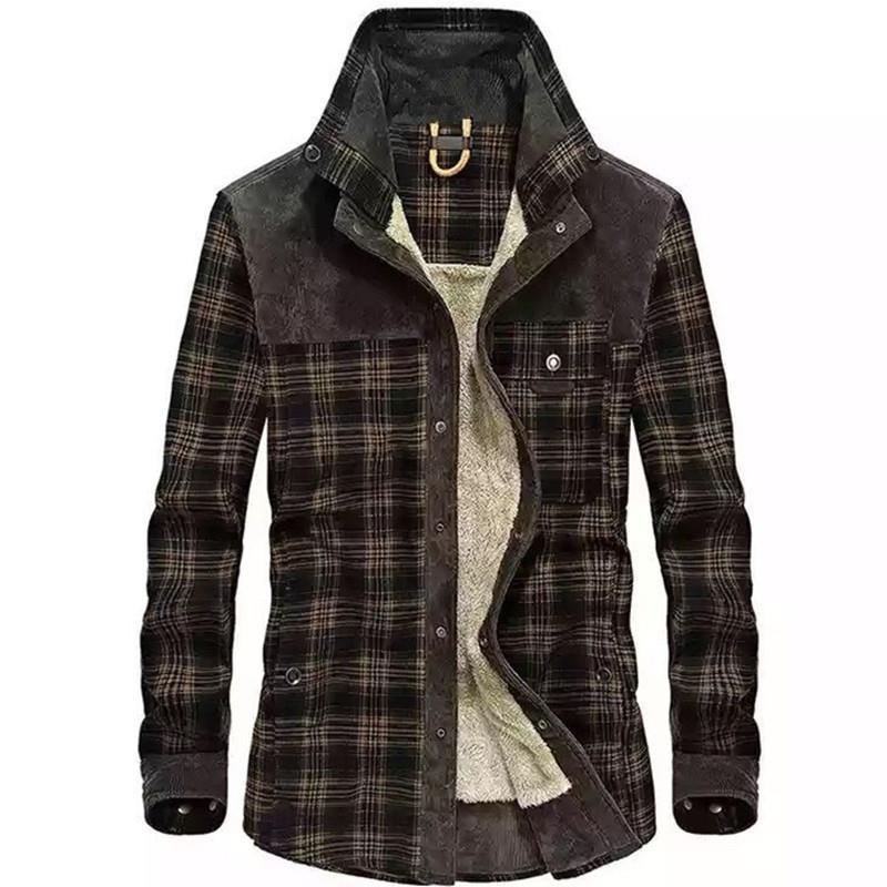 เสื้อแจ็คเก็ตผู้ชายสไตล์วินเทจ - Flannel Shirt Lined บทวิจารณ์และราคา