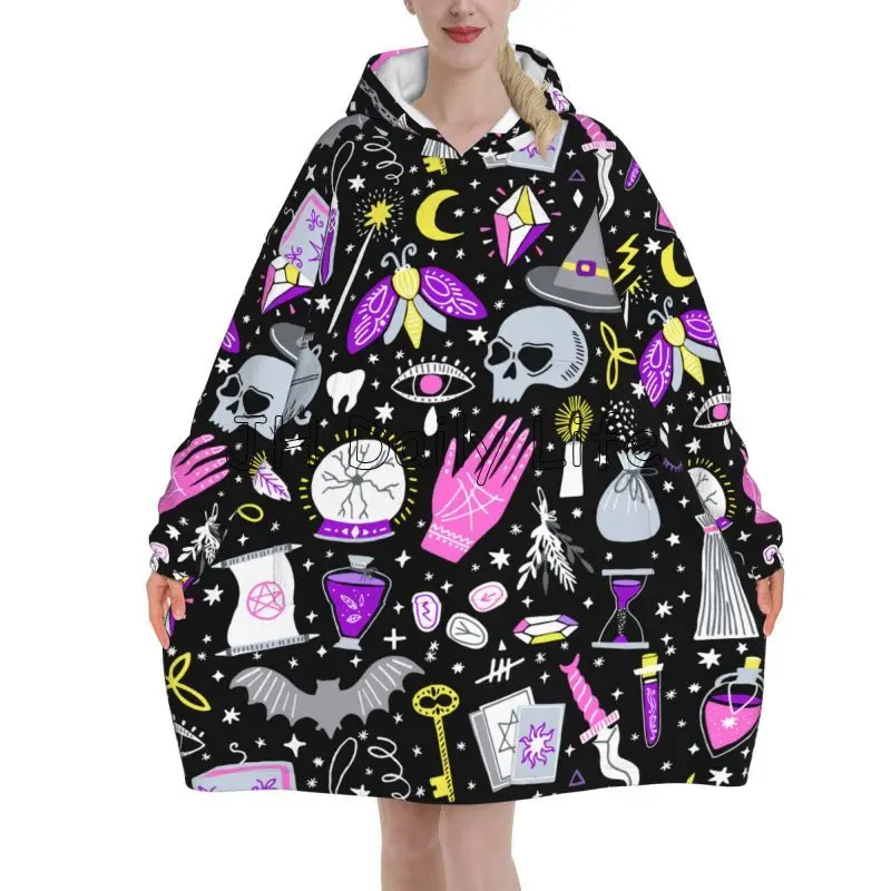 Magic Witchy Goth ขนาดใหญ่ผ้าห - Sherpa Hoodie Fleece บทวิจารณ์และราคา