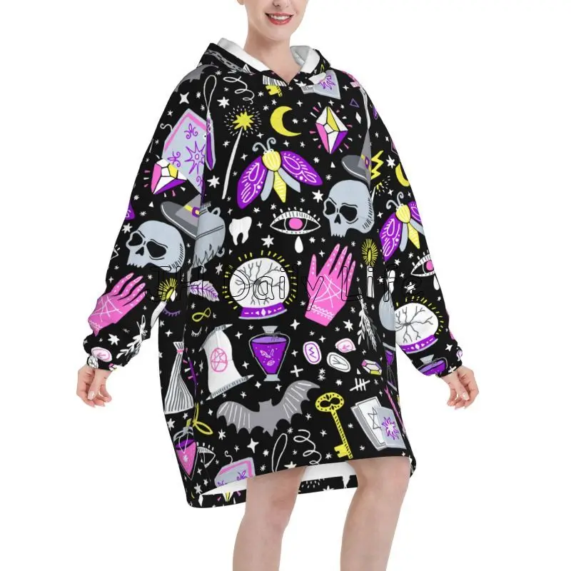 Magic Witchy Goth ขนาดใหญ่ผ้าห - Sherpa Hoodie Fleece บทวิจารณ์และราคา