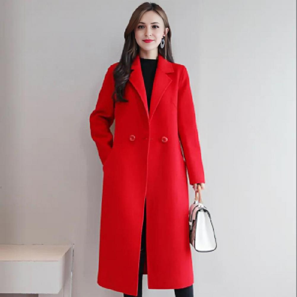 เสื้อโค้ทขนสัตว์ผู้หญิง สีพื้น - Wool Coat Peacoat บทวิจารณ์และราคา