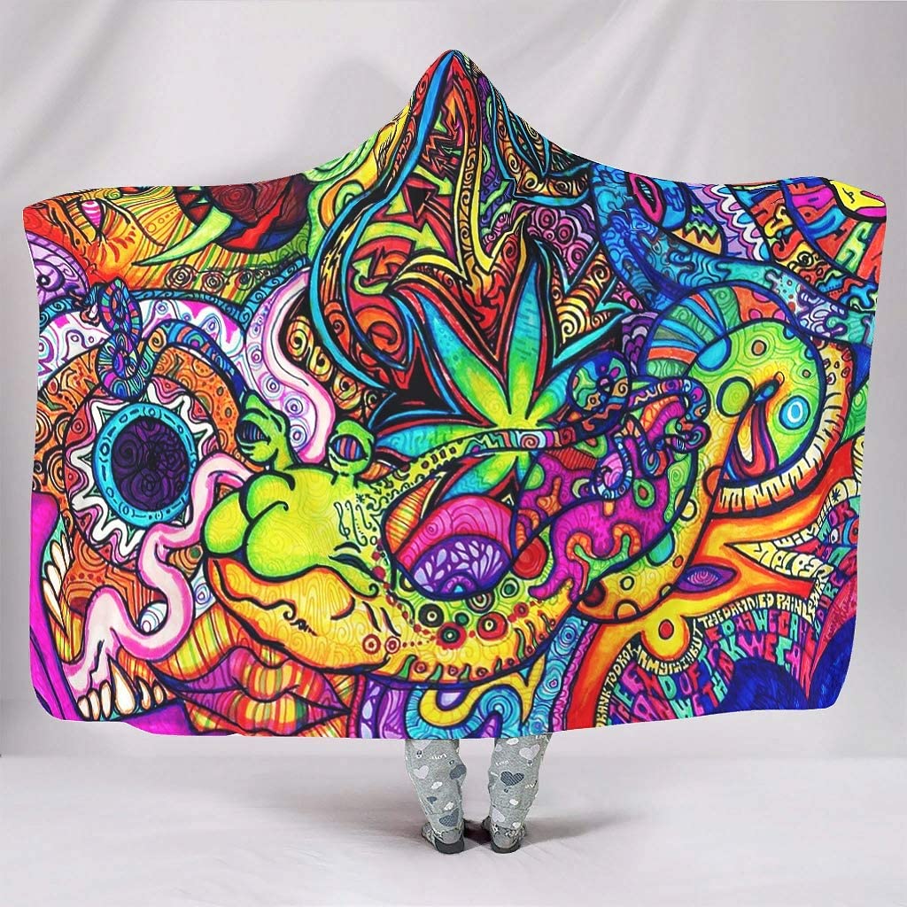 บทคัดย่อ Bright Trippy Rainbow - Sherpa Hoodie Fleece บทวิจารณ์และราคา