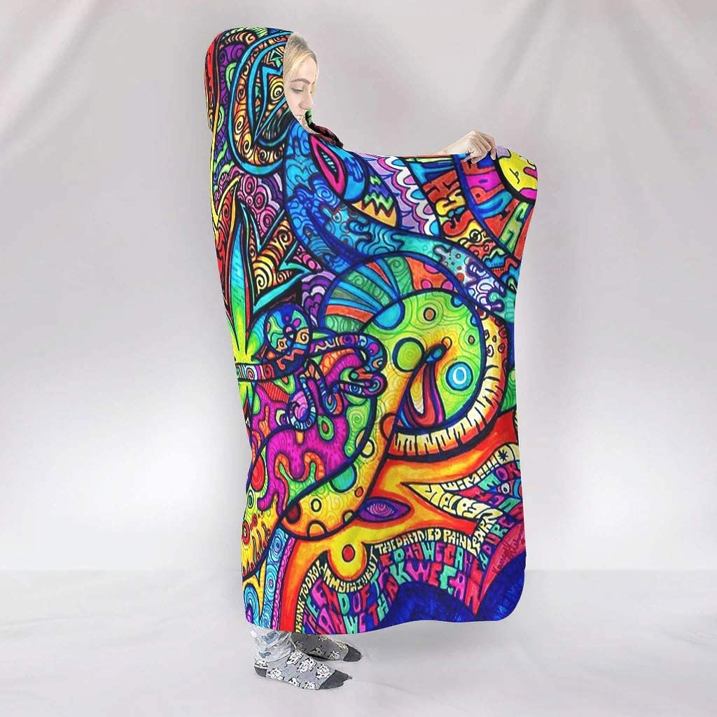 บทคัดย่อ Bright Trippy Rainbow - Sherpa Hoodie Fleece บทวิจารณ์และราคา