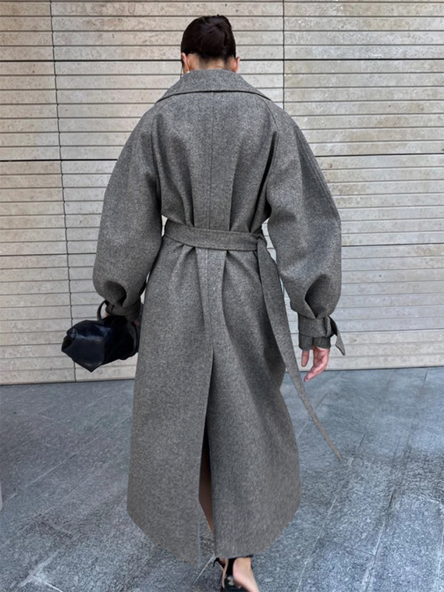 เสื้อโค้ทขนสัตว์เทียมทรงยาวสำห - Wool Coat Peacoat บทวิจารณ์และราคา