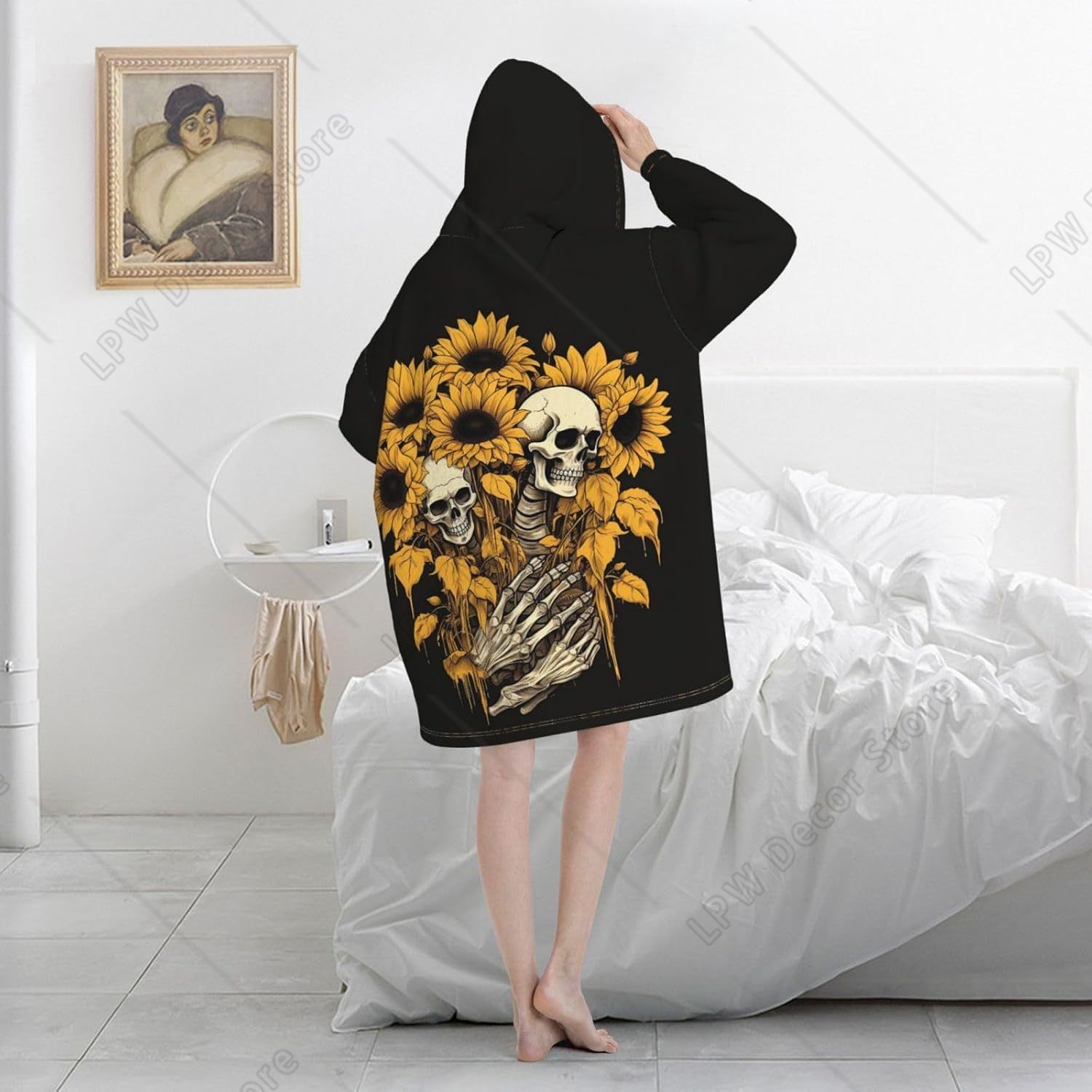 เสื้อฮู้ดผ้าห่มลายดอกไม้ กะโหล - Sherpa Hoodie Fleece บทวิจารณ์และราคา