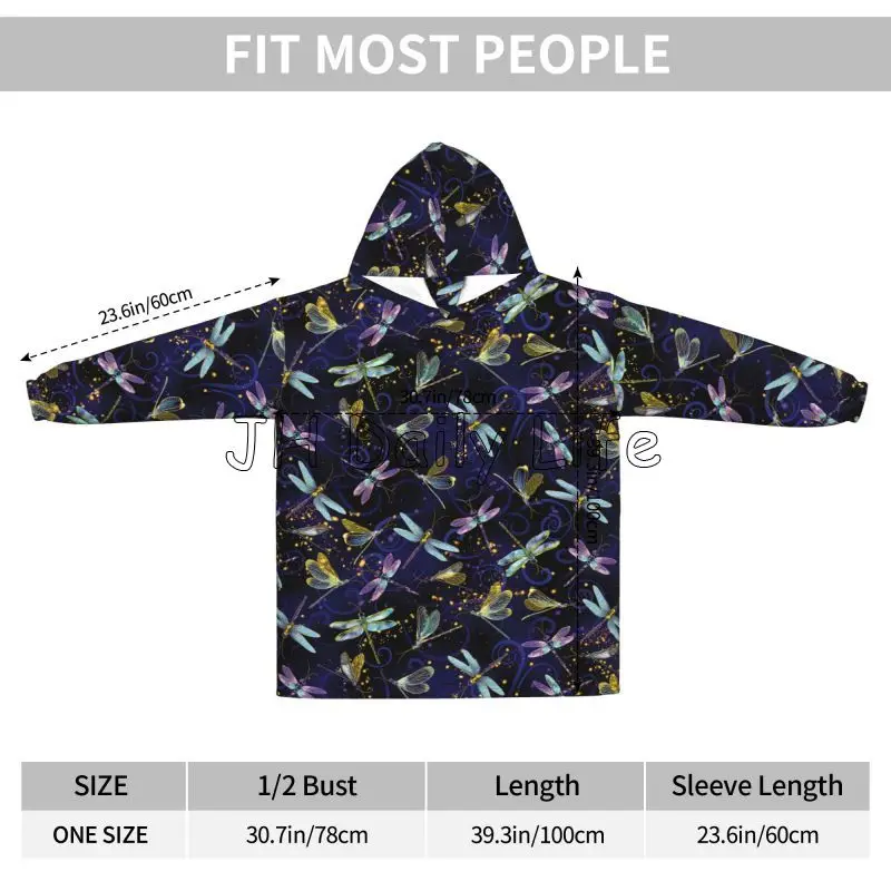 Dragonfly Galaxy สวมใส่ผ้าห่ม  - Sherpa Hoodie Fleece บทวิจารณ์และราคา