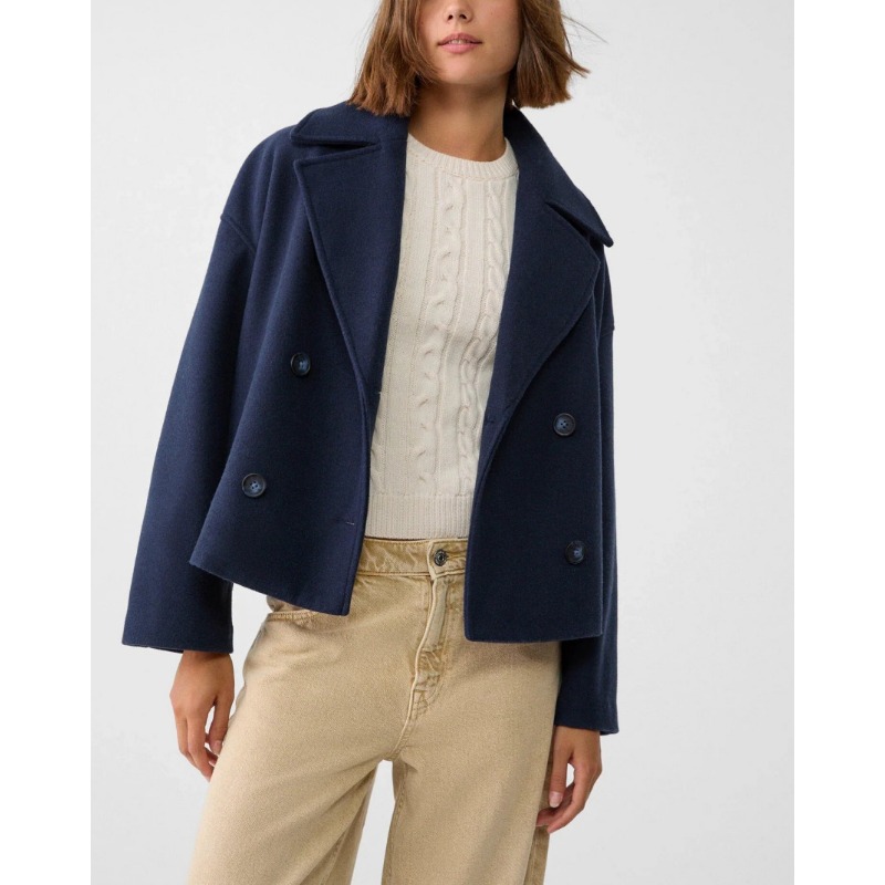 เสื้อโค้ทขนสัตว์ผสมทรงโอเวอร์ไ - Wool Coat Peacoat บทวิจารณ์และราคา