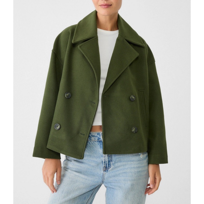 เสื้อโค้ทขนสัตว์ผสมทรงโอเวอร์ไ - Wool Coat Peacoat บทวิจารณ์และราคา