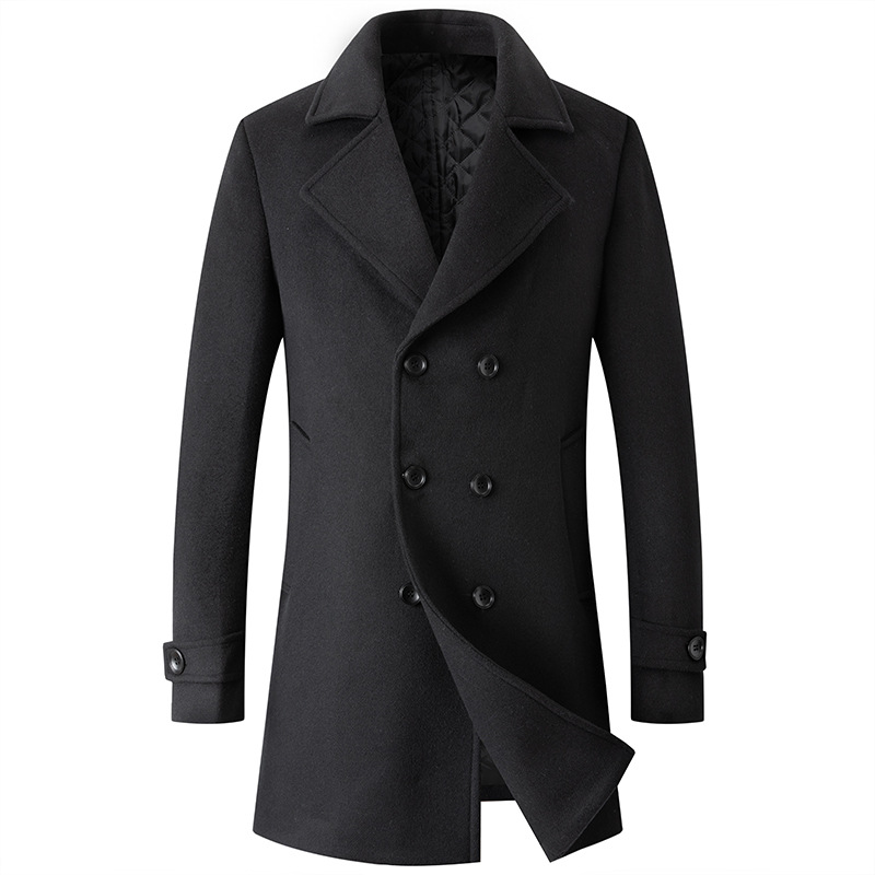 เสื้อโค้ทกระดุมสองแถวสำหรับผู้ - Wool Coat Peacoat บทวิจารณ์และราคา